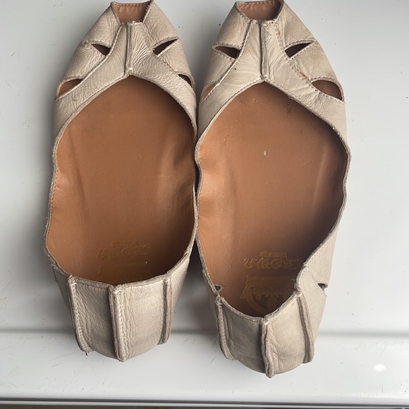 Crown vintage slip on shoes open toe leather flats 7.5 - Picture 3 of 5